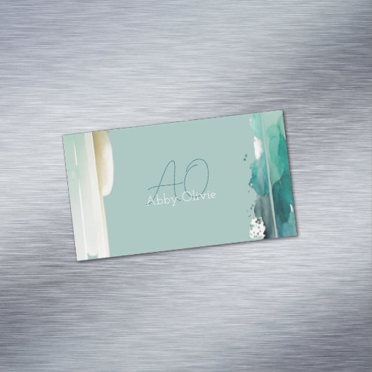 ターコイズパステルブルーグリーン抽象芸術シンプル マグネット名刺 (インサイチュ)