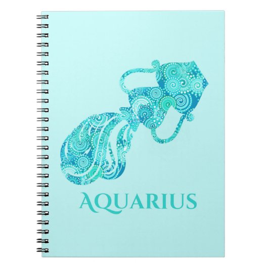 ターコイズパターンの水族館の干支 ノートブック (正面)