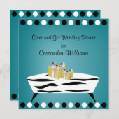 ターコイズパーソナライズされたとゼブラブライダルシャワー 招待状 (正面/裏面)