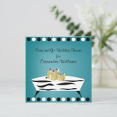 ターコイズパーソナライズされたとゼブラブライダルシャワー 招待状 (スタンド正面)