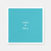 ターコイズパーソナライズされたカップルのシャワー スタンダードカクテルナプキン (正面)
