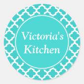 ターコイズパーソナライズされたシール ラウンドシール (正面)