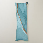 ターコイズパーソナライズされたティール(緑がかった色)金ゴールドマーブルゲート ボディピロー (裏面 (縦))