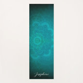 ターコイズパーソナライズされたブルーマンダラ ヨガマット (正面)