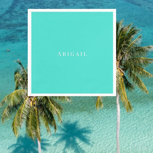 ターコイズパーソナライズされたホワイト文字シャワー スタンダードカクテルナプキン