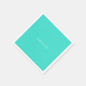 ターコイズパーソナライズされたホワイト文字シャワー スタンダードカクテルナプキン (角)