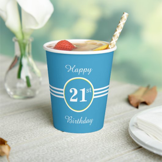 ターコイズパーティーの21歳の誕生日 紙コップ (インサイチュ)