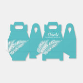 ターコイズパーティーファボリーボックス（白いヤシの葉のデザイン） フェイバーボックス (折り畳みなし)