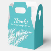 ターコイズパーティーファボリーボックス（白いヤシの葉のデザイン） フェイバーボックス (オープン)