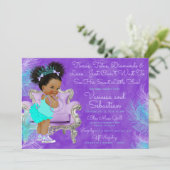 ターコイズパープルアフロパフベビーシャワー水彩 招待状 (スタンド正面)