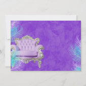 ターコイズパープルアフロパフベビーシャワー水彩 招待状 (裏面)