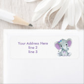 ターコイズパープルグレーガールエレファント住所 シール (インサイチュ)