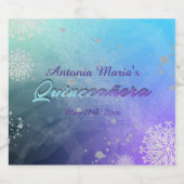 ターコイズパープルシルバーグリッターキンセアニラ スパークリングワインラベル (シングルラベル)