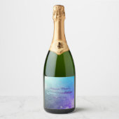 ターコイズパープルシルバーグリッターキンセアニラ スパークリングワインラベル (正面)