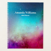 ターコイズパープルピンクティール（緑がかった色）宇宙プランナー プランナー手帳 (正面)