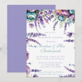 ターコイズパープルフラワーズブリデスメイドランチョン 招待状 (正面/裏面)