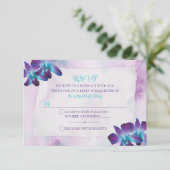 ターコイズパープルブルーデンドロビウムオーキッド結婚ズ 出欠カード (スタンド正面)
