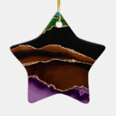 ターコイズパープルブルー金ゴールドグリッター大理石 セラミックオーナメント (裏面)