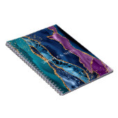 ターコイズパープルブルー金ゴールドグリッター大理石 ノートブック (右側)