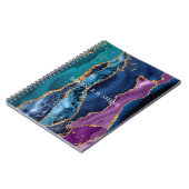 ターコイズパープルブルー金ゴールドグリッター大理石 ノートブック (左側)