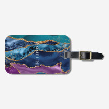 ターコイズパープルブルー金ゴールドグリッター大理石