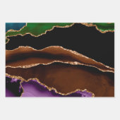 ターコイズパープルブルー金ゴールドグリッター大理石 ラッピングペーパーシート (正面2)