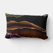 ターコイズパープルブルー金ゴールドグリッター大理石 ランバークッション (裏面)