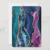 ターコイズパープルブルー金ゴールドグリッター大理石 招待状 (裏面)