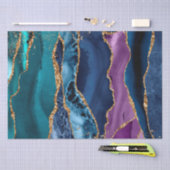 ターコイズパープルブルー金ゴールドグリッター大理石 薄葉紙 (クラフト)