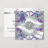 ターコイズパープルローズのウェディング 招待状 (正面/裏面)