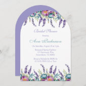 ターコイズパープルワイルドフラワーズブライダルシャワー 招待状 (正面/裏面)