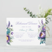ターコイズパープルワイルドフラワーピーニーリハーサルディナー 招待状 (スタンド正面)