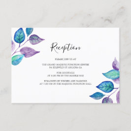 ターコイズパープル葉ズウェディングレセプション エンクロージャーカード