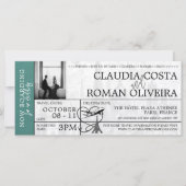 ターコイズパ結婚リズボーディングパス招待状 (正面)