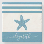 ターコイズヒトデビーチハウススクリプト名ヴィンテージ ストーンコースター (正面)