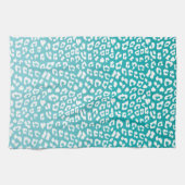 ターコイズヒョウ印刷パターン キッチンタオル (横)