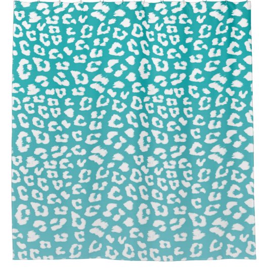 ターコイズヒョウ印刷パターン シャワーカーテン (正面)