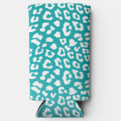 ターコイズヒョウ印刷パターン スリム缶クーラー (正面)