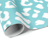 ターコイズヒョウ印刷パターン ラッピングペーパー (ロールコーナー)