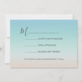 ターコイズビーチでの銀のカメの結婚式 招待状 (正面)