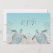 ターコイズビーチでの銀のカメの結婚式 招待状 (裏面)