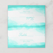 ターコイズビーチアクア水彩テーブル番号席 プレイスカード (外部開封)