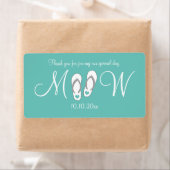 ターコイズビーチサンダル結婚のウォーターボトルラベル ラベル (インサイチュ)