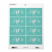 ターコイズビーチサンダル結婚のウォーターボトルラベル ラベル (フルシート)