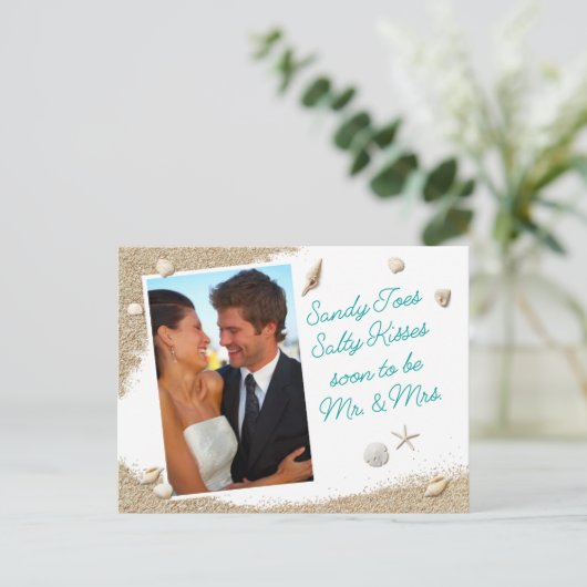 ターコイズビーチサンディトゥーズ塩辛い写真救日付 案内ポストカード (スタンド正面)