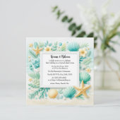 ターコイズビーチテーマ結婚式招待状 招待状 (スタンド正面)