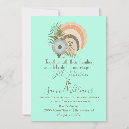 ターコイズビーチテーマ 招待状 (正面)