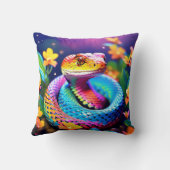 ターコイズピンクと黄色鮮やかのコブラヘビ クッション (裏面)