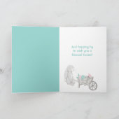 ターコイズピンクのうさぎのリース イースター カード (内部)