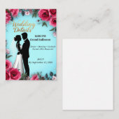 💍 ターコイズピンクのバラの結婚式のシルエット エンクロージャーカード (正面/裏面)